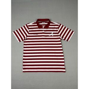 University‎ Of Alabama Crimson Tide Polo Shirt Mens M Red White Stripe Columbia